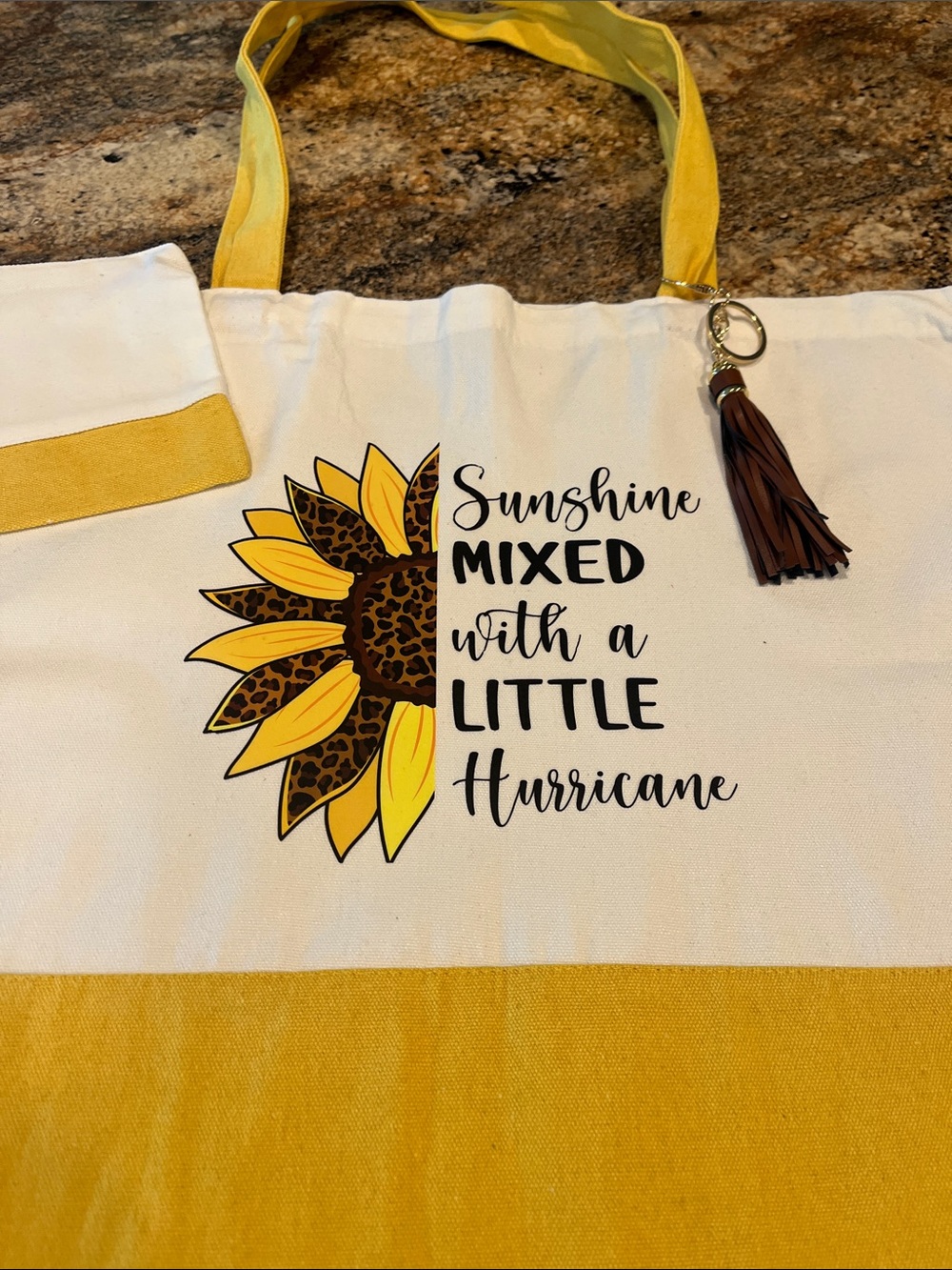 New canvas tote bag with sunflower